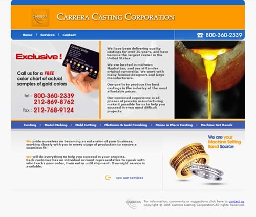 Carrera Casting pre-website redesign